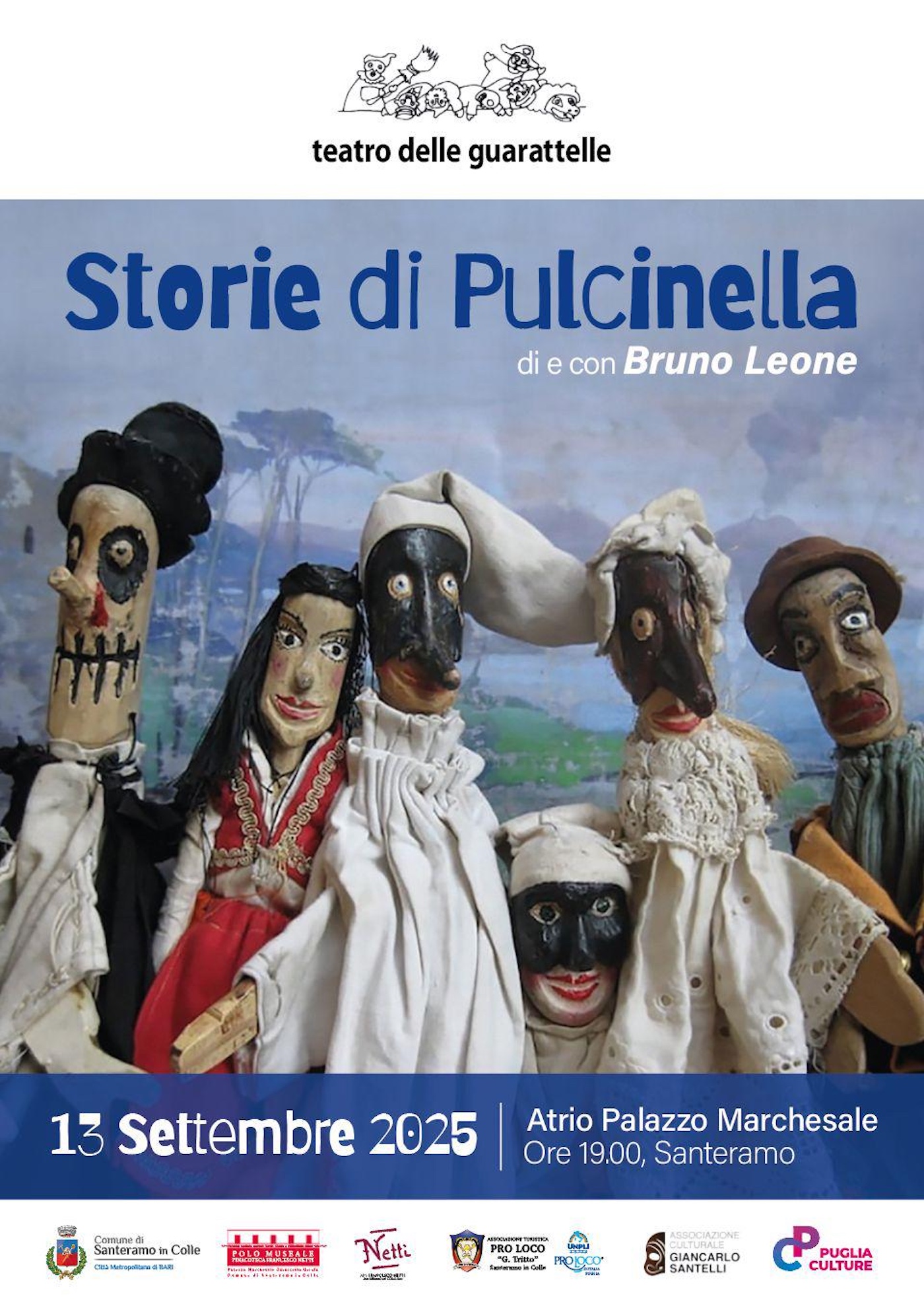 “Storie di Pulcinella”, questa sera Bruno Leone porta in scena il fascino dei burattini nel Palazzo Marchesale
