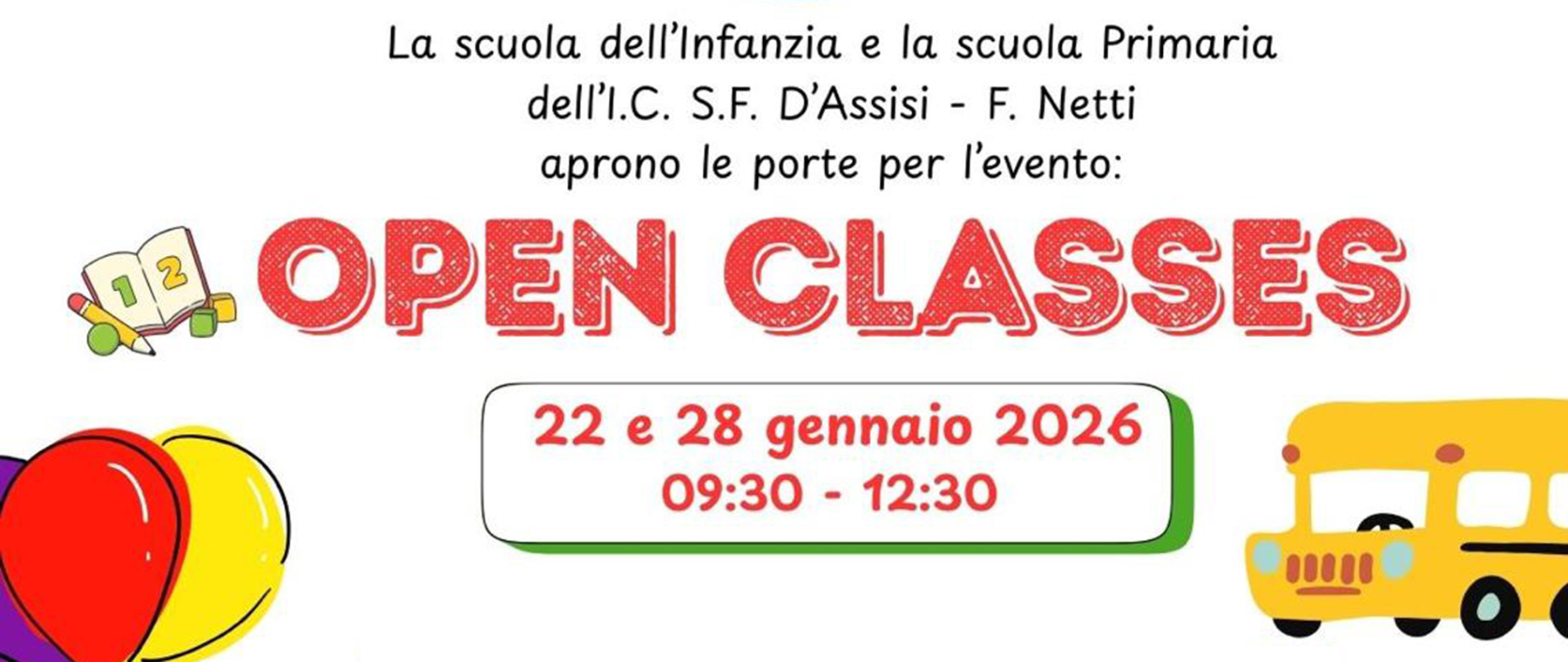 Classi aperte all’Istituto Comprensivo San Francesco D’Assisi – Francesco Netti