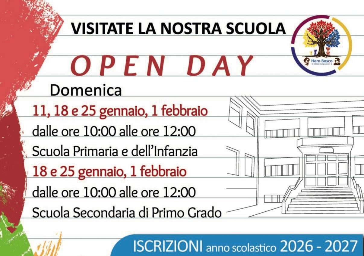 Tornano gli Open Day dell’Istituto “Hero Paradiso – San Giovanni Bosco”: un invito a conoscere la scuola da vicino